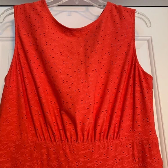 NWOT London Style Collection, Coral Color Eyelet Dress, Women's Size 12 - Picture 2 of 10